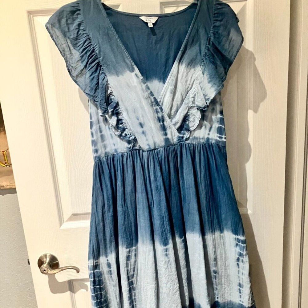 Last call -crown & ivy blue tie dye cotton dress size Medium